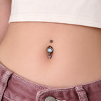 Opal Pink Heart Titanium Belly Ring detail 2