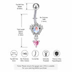 Opal Pink Heart Titanium Belly Ring detail 7