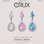 Teardrop CZ Titanium Belly Ring