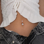 Teardrop CZ Titanium Belly Ring detail 3