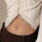 Teardrop CZ Titanium Belly Ring detail 4