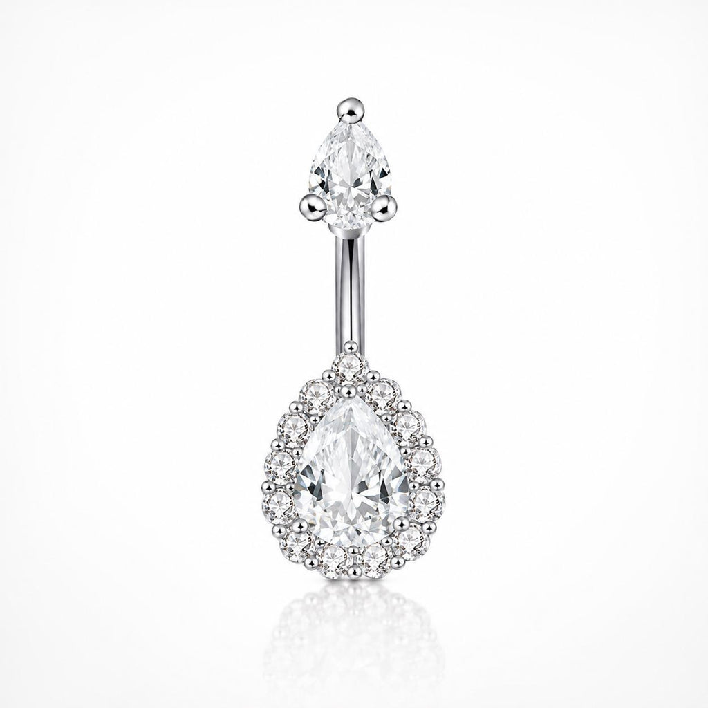 Teardrop CZ Titanium Belly Ring detail 6