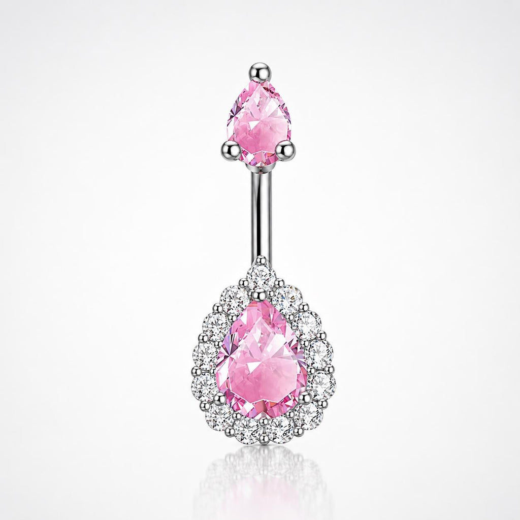 Teardrop CZ Titanium Belly Ring detail 7