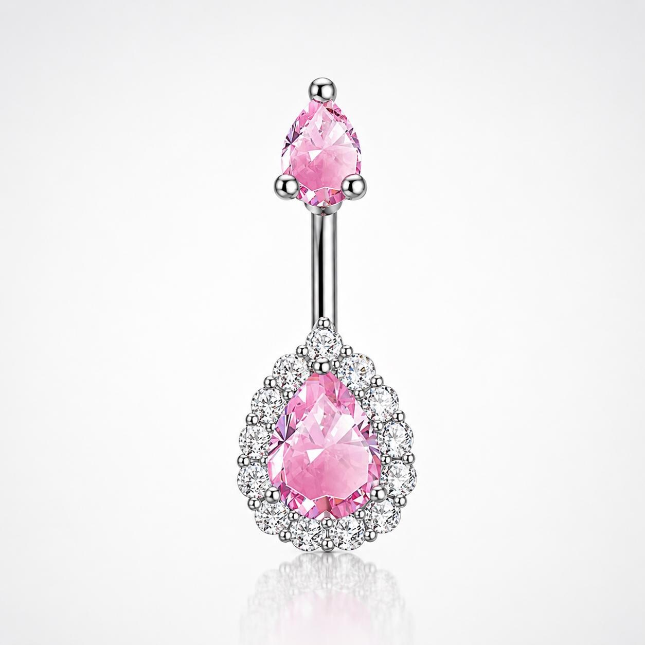 Teardrop CZ Titanium Belly Ring detail 7