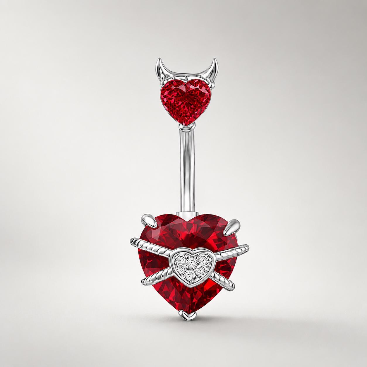 Devil Heart Titanium Belly Ring detail 9