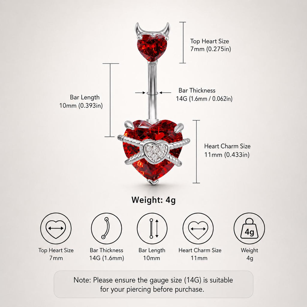 Devil Heart Titanium Belly Ring detail 11
