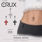CZ Cross Titanium Belly Ring