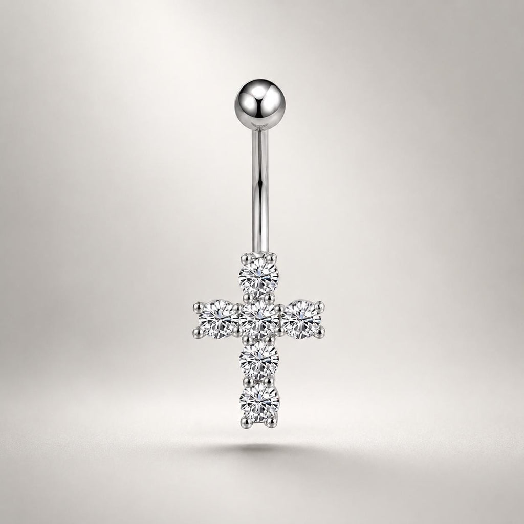 CZ Cross Titanium Belly Ring detail 6