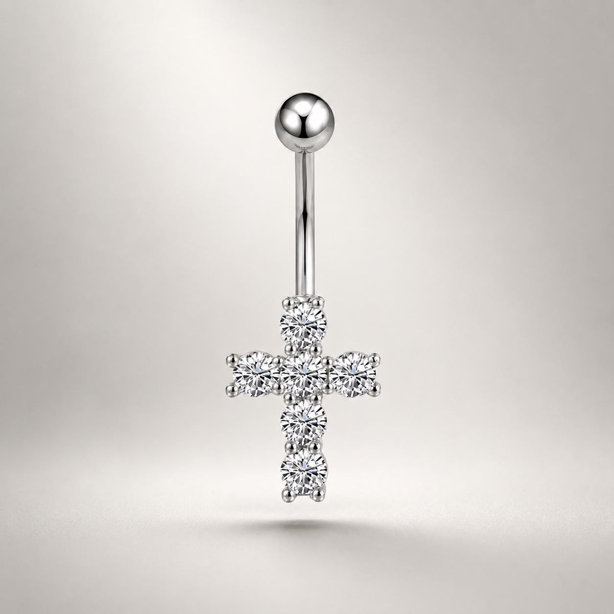 CZ Cross Titanium Belly Ring detail 6