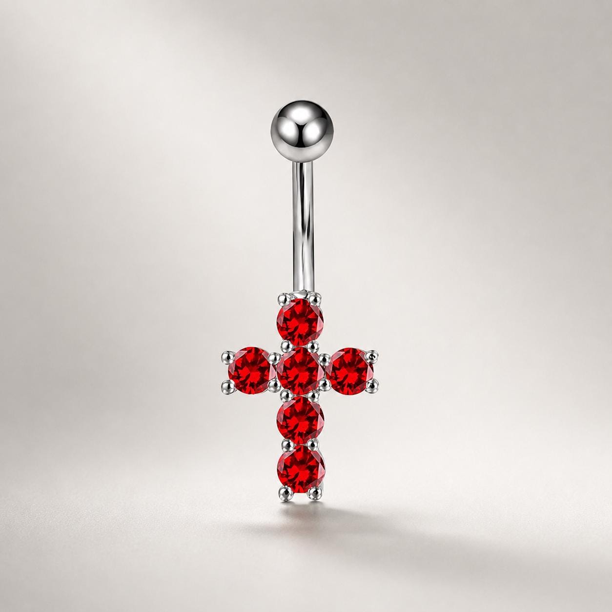 CZ Cross Titanium Belly Ring detail 7