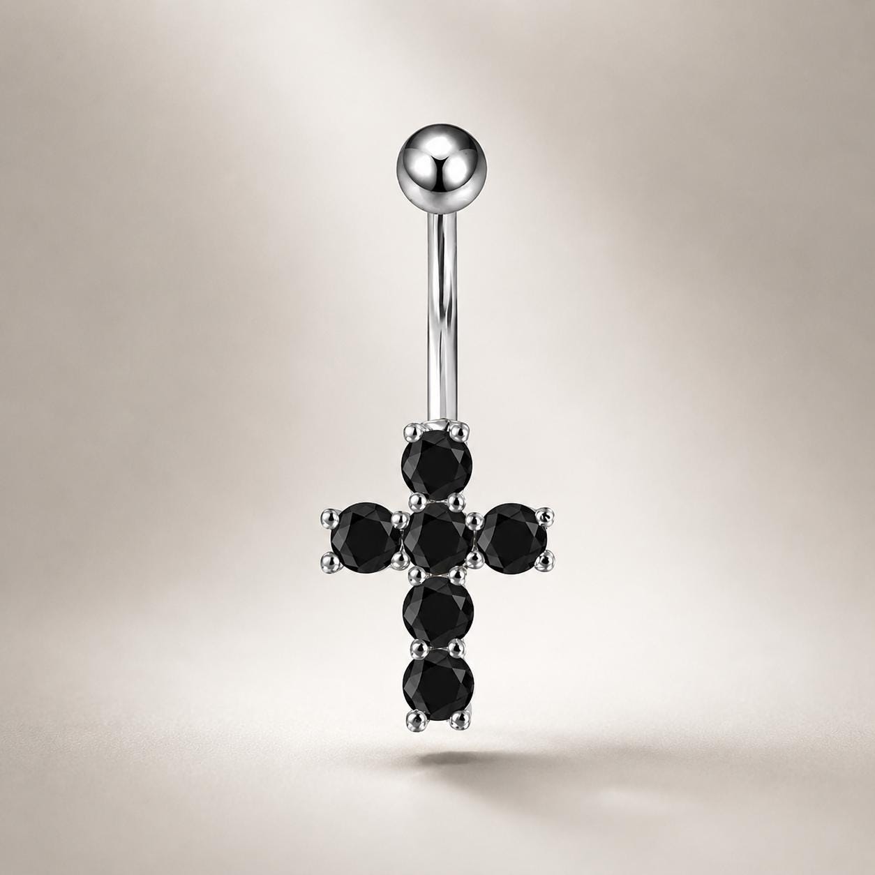CZ Cross Titanium Belly Ring detail 8