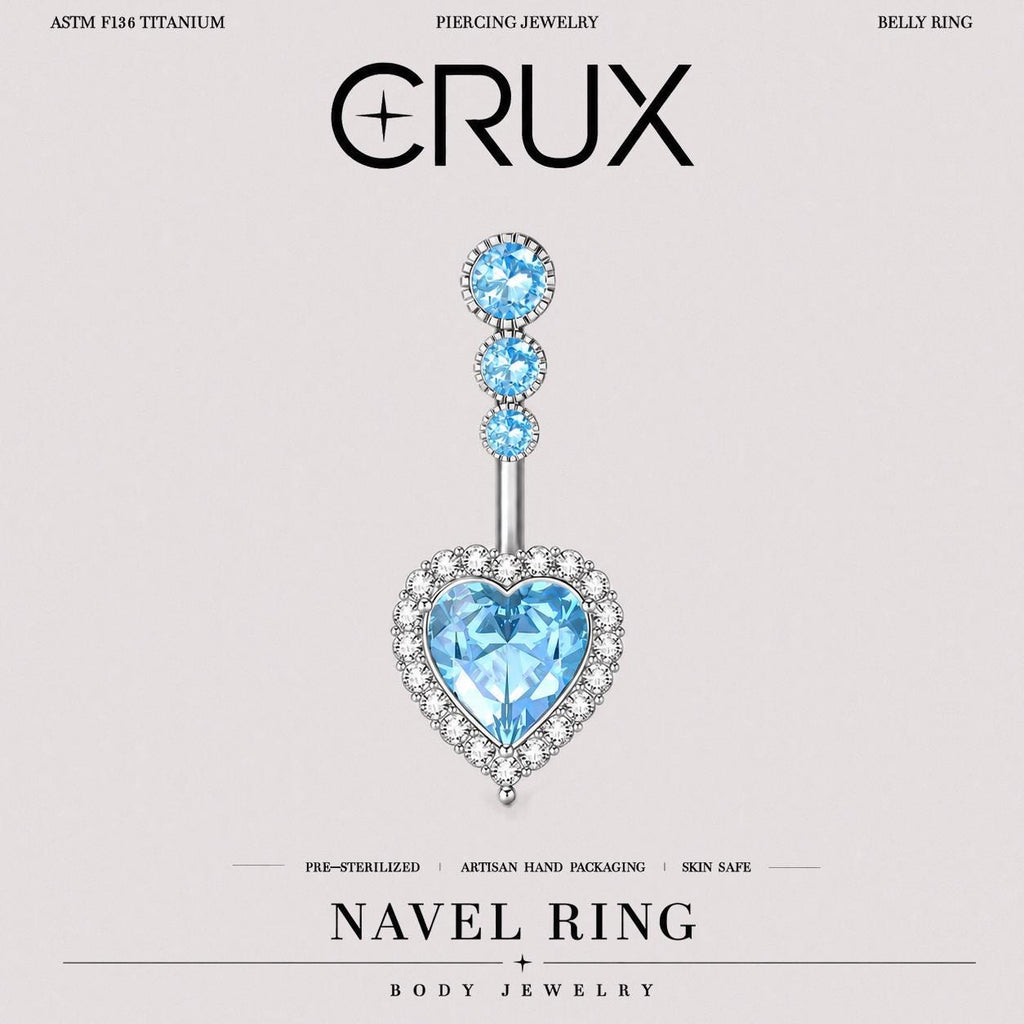 Heart CZ Titanium Belly Ring