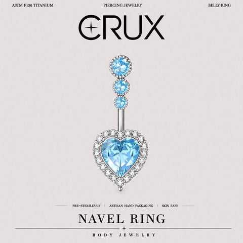 Heart CZ Titanium Belly Ring