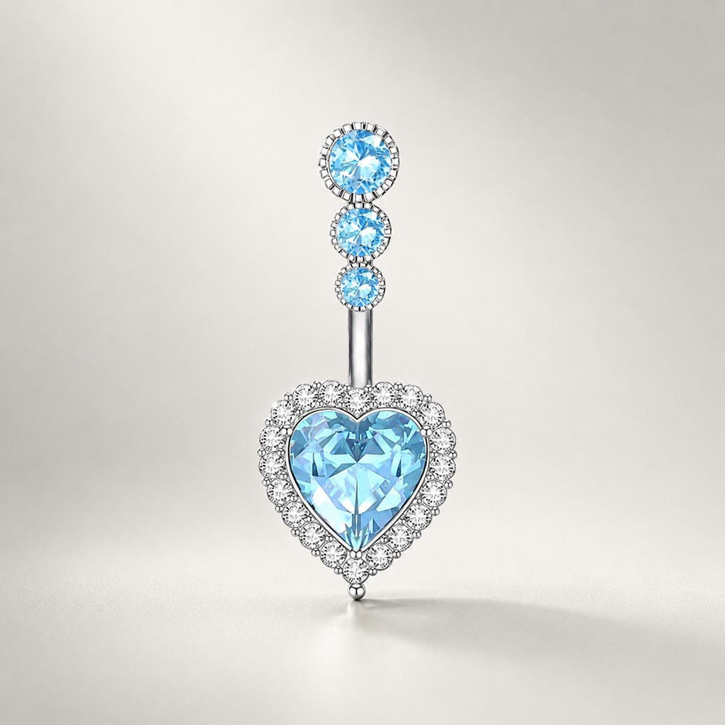Heart CZ Titanium Belly Ring detail 2