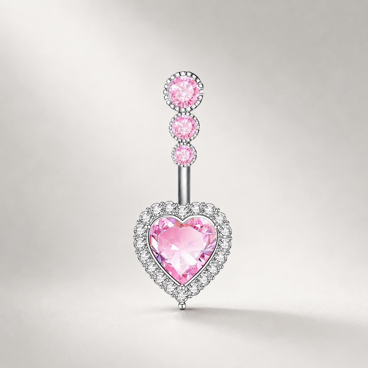 Heart CZ Titanium Belly Ring detail 3
