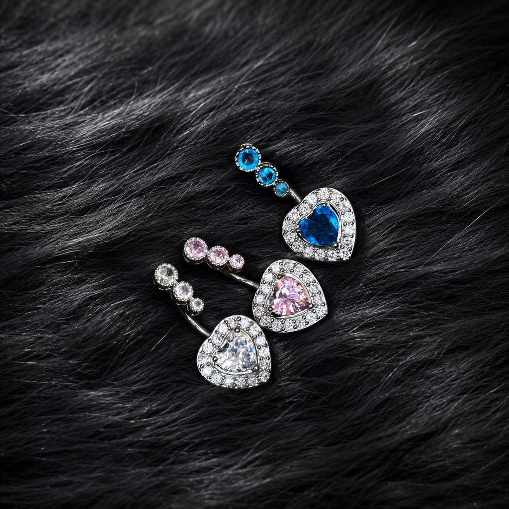 Heart CZ Titanium Belly Ring detail 5