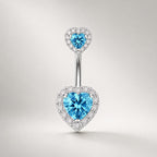 Double Heart CZ Titanium Belly Ring detail 5