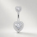 Double Heart CZ Titanium Belly Ring detail 7