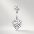 Double Heart CZ Titanium Belly Ring detail 7