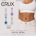 Colorful CZ Titanium Belly Ring