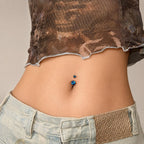 Colorful CZ Titanium Belly Ring detail 3