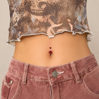 Colorful CZ Titanium Belly Ring detail 5