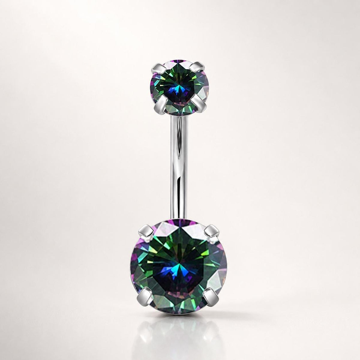Colorful CZ Titanium Belly Ring detail 9