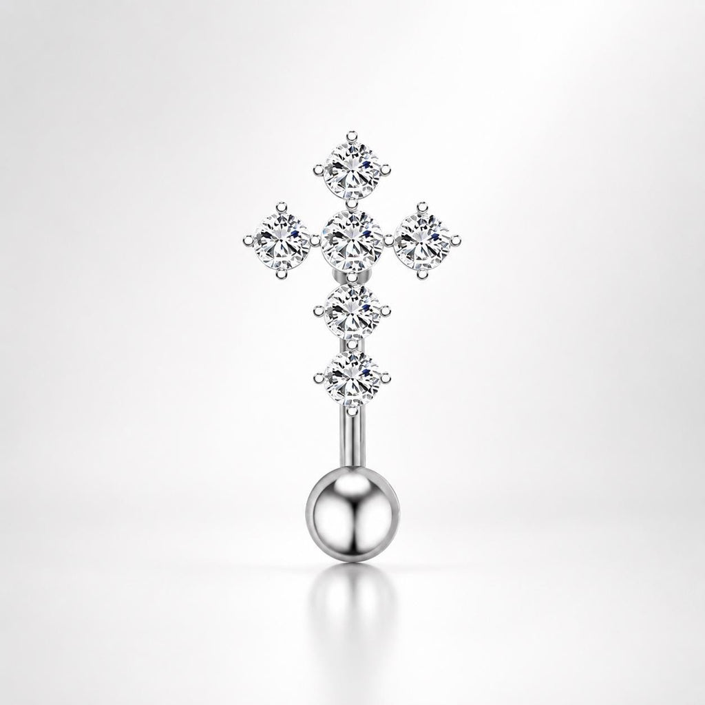 Sparkle Cross Titanium Navel Ring detail 4