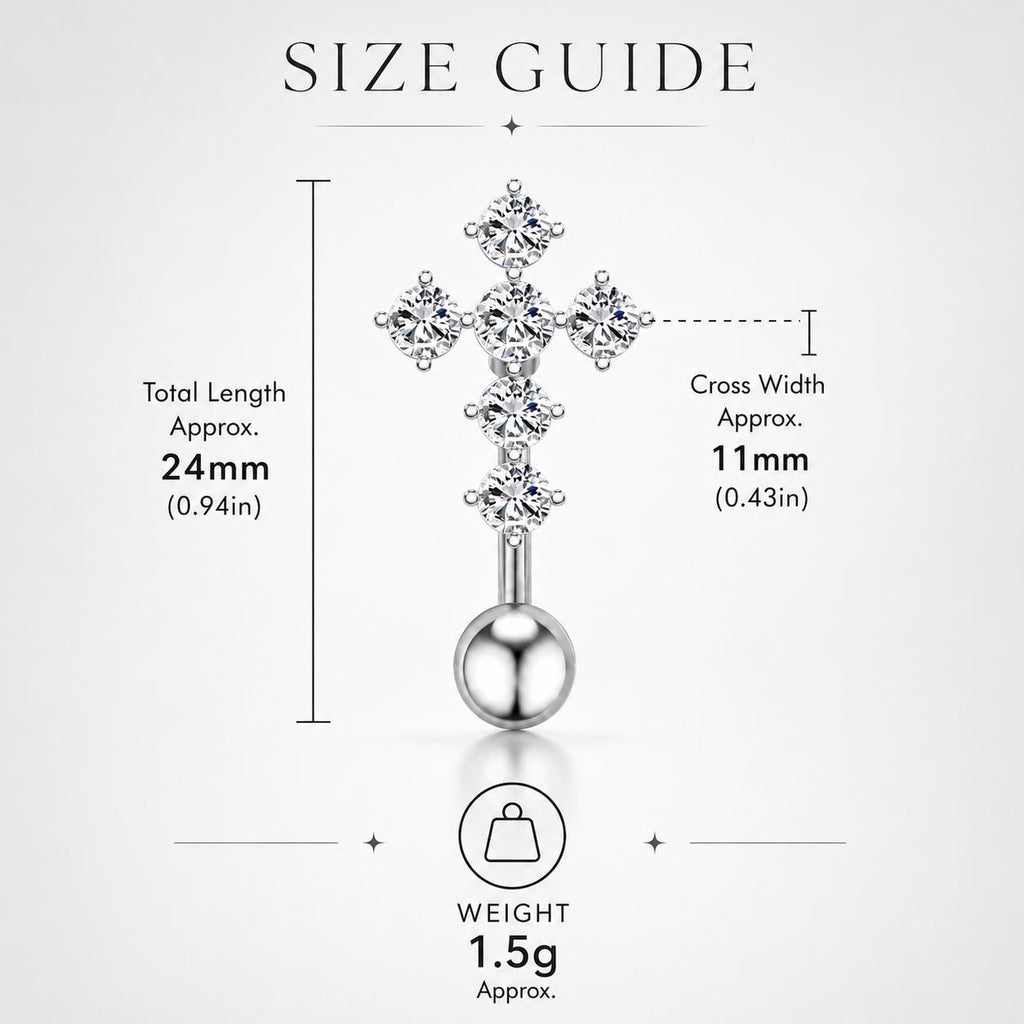 Sparkle Cross Titanium Navel Ring detail 5