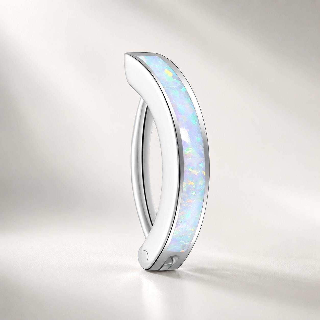 CZ Opal Titanium Hinged Navel Ring detail 8