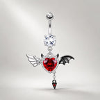 Red CZ Winged Heart Belly Ring detail 4