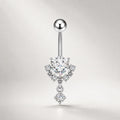CZ Heart Dangle Titanium Belly Ring detail 4