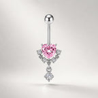CZ Heart Dangle Titanium Belly Ring detail 5
