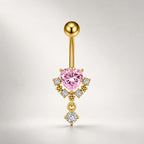 CZ Heart Dangle Titanium Belly Ring detail 8