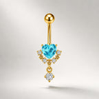 CZ Heart Dangle Titanium Belly Ring detail 9