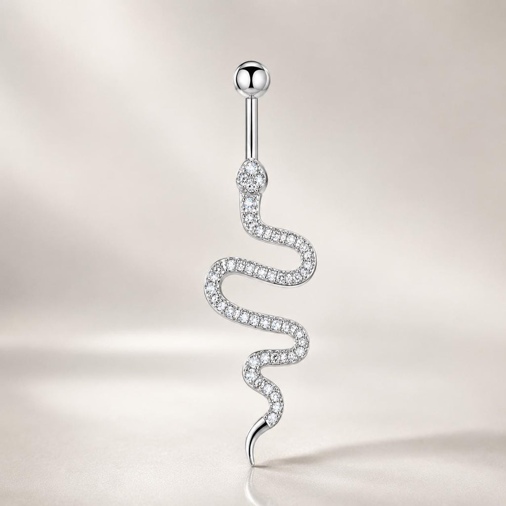 Snake CZ Titanium Belly Ring detail 4