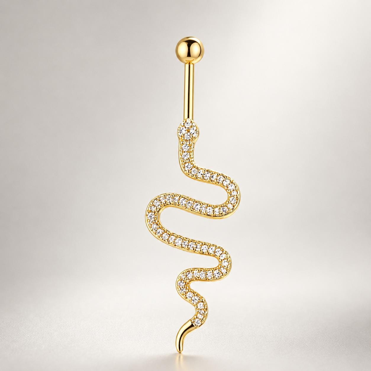 Snake CZ Titanium Belly Ring detail 5