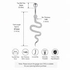 Snake CZ Titanium Belly Ring detail 6