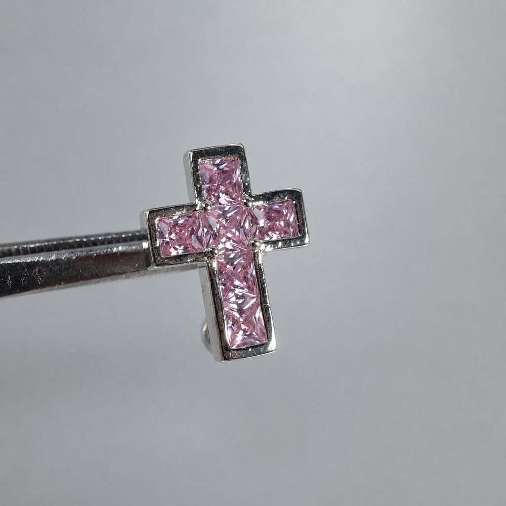 Square CZ Cross Titanium Belly Ring detail 5
