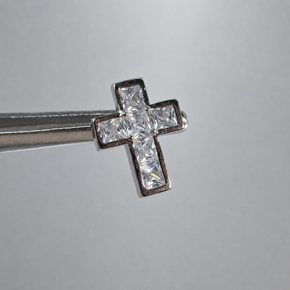 Square CZ Cross Titanium Belly Ring detail 6