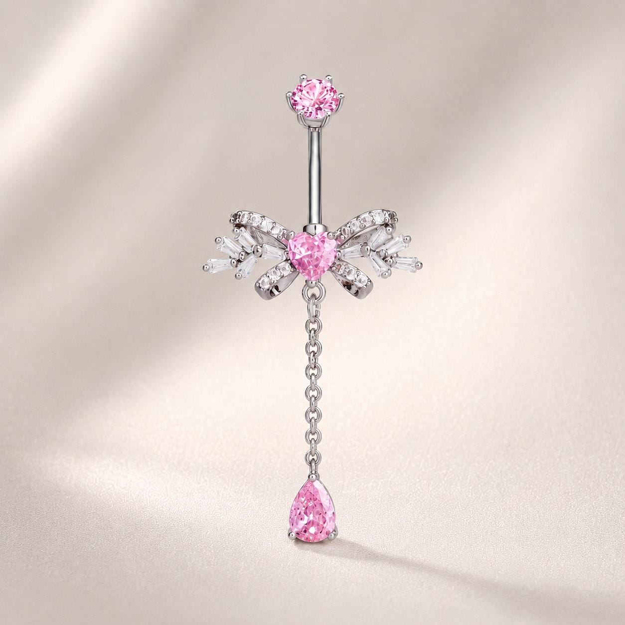 Bowknot CZ Titanium Belly Ring detail 5