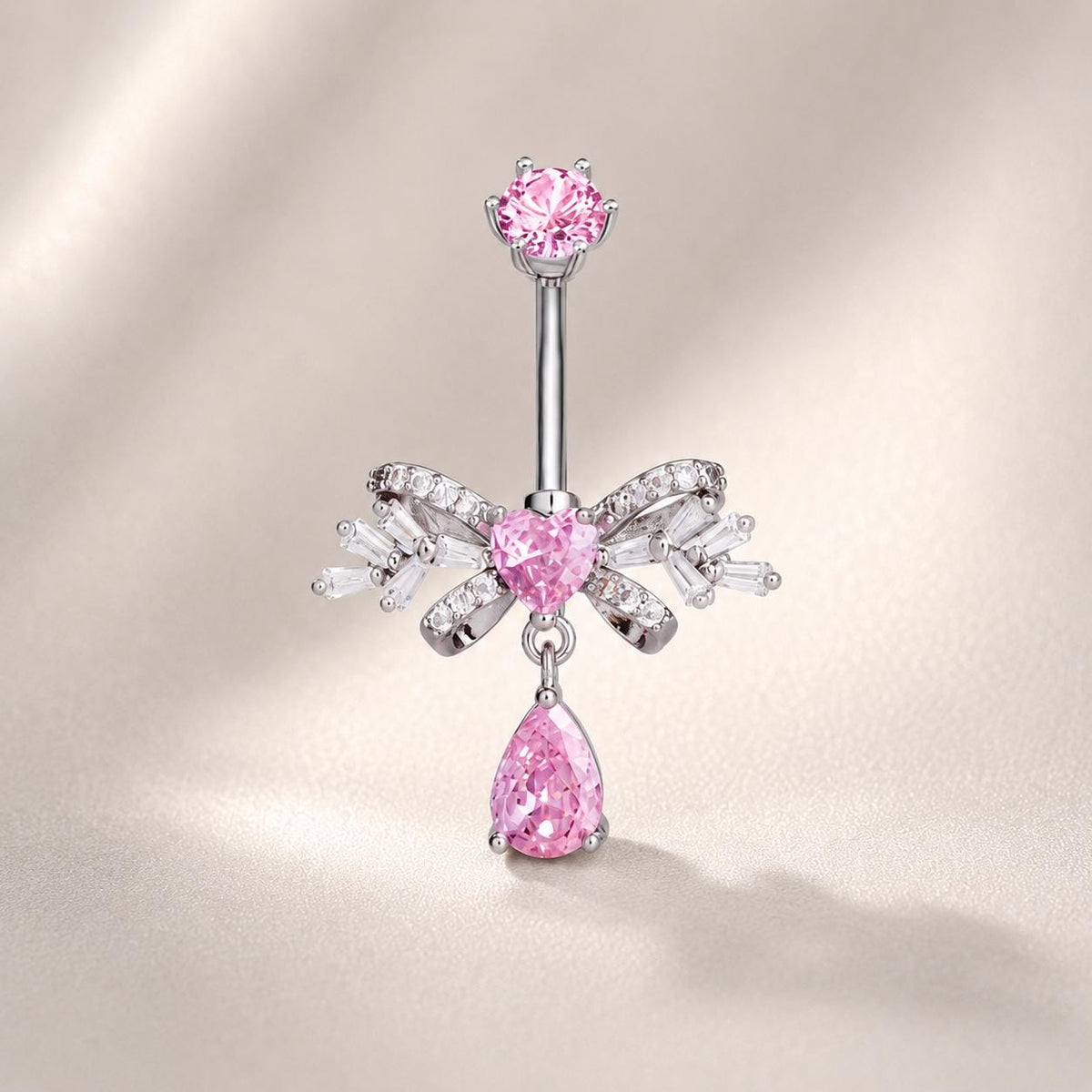 Bowknot CZ Titanium Belly Ring detail 6