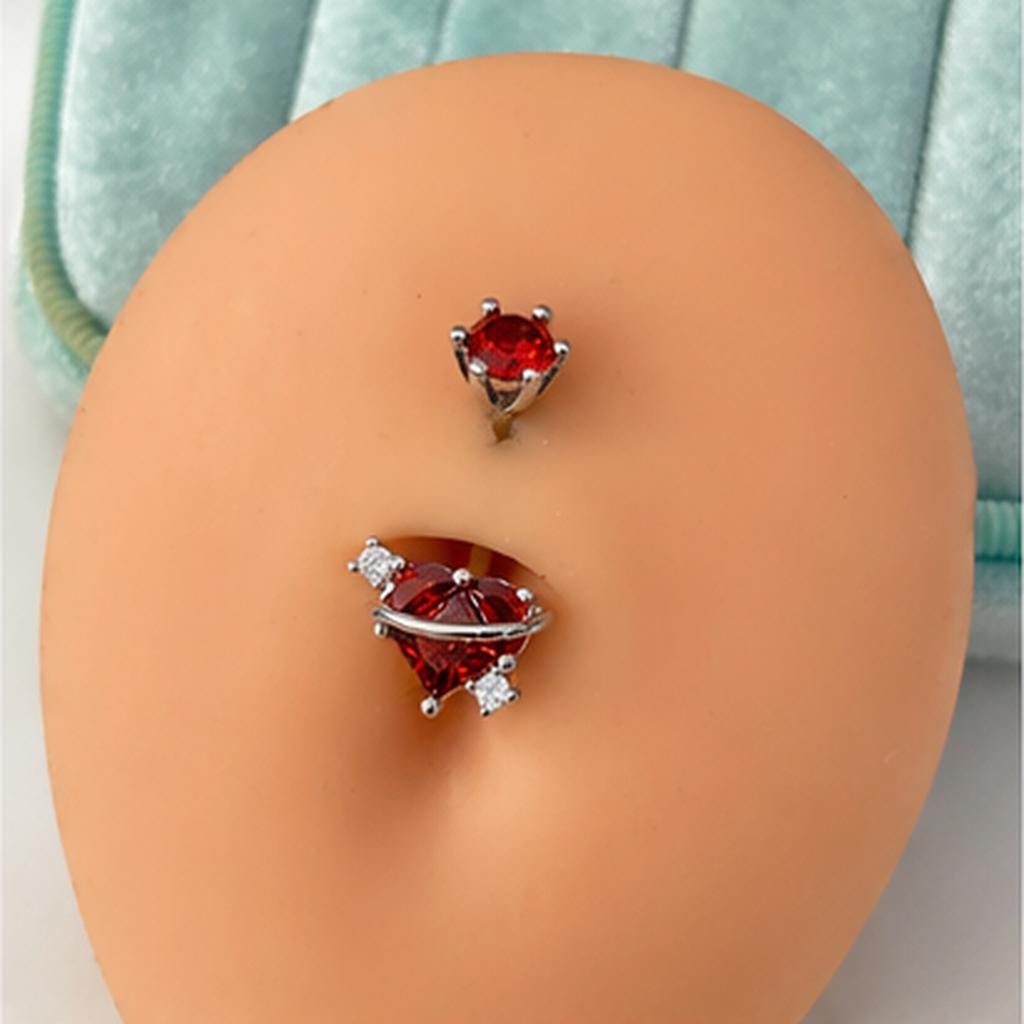 Winged Heart Titanium Belly Ring detail 5