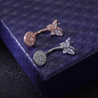 Pavé Butterfly Titanium Belly Ring detail 3