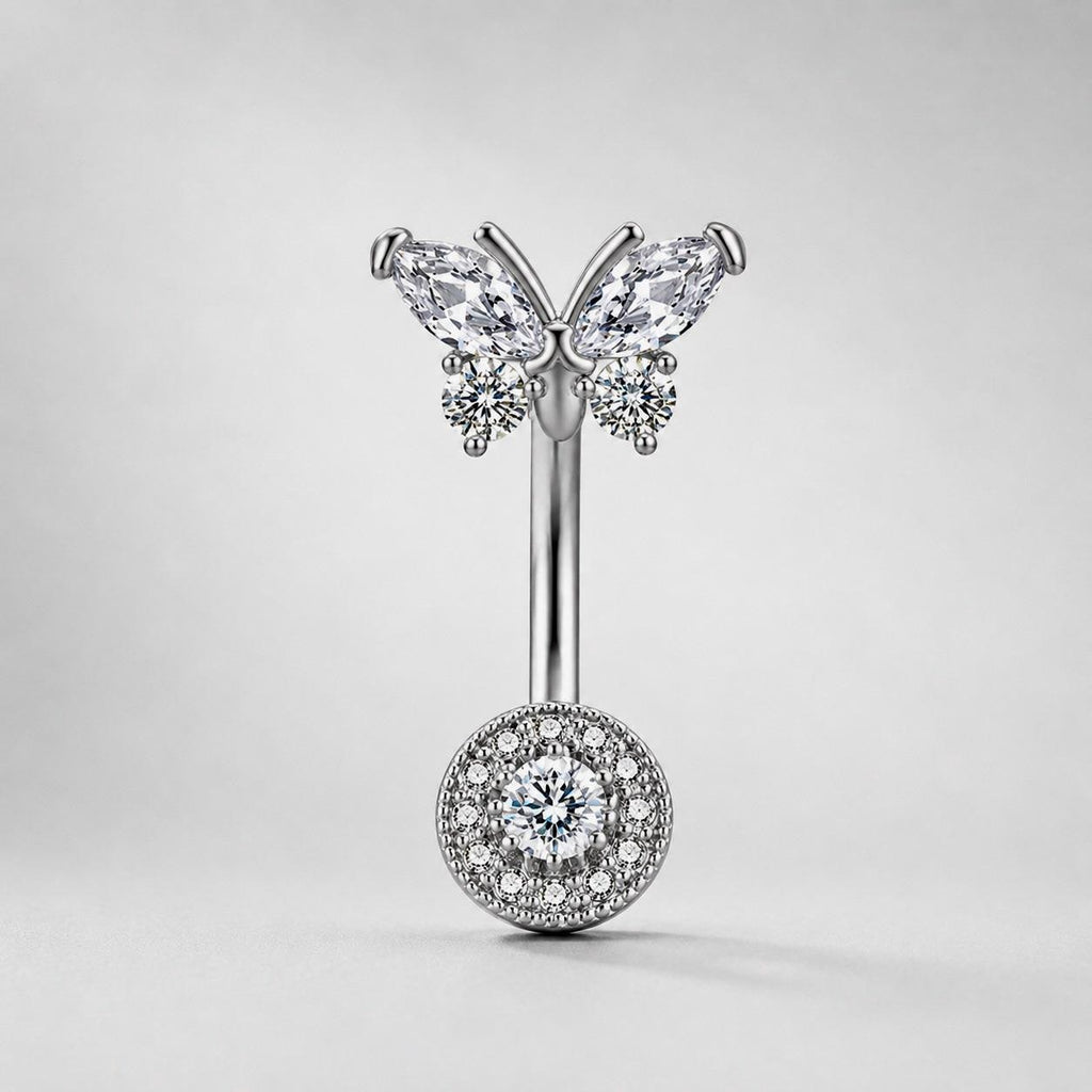 Pavé Butterfly Titanium Belly Ring detail 5