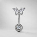 Pavé Butterfly Titanium Belly Ring detail 5