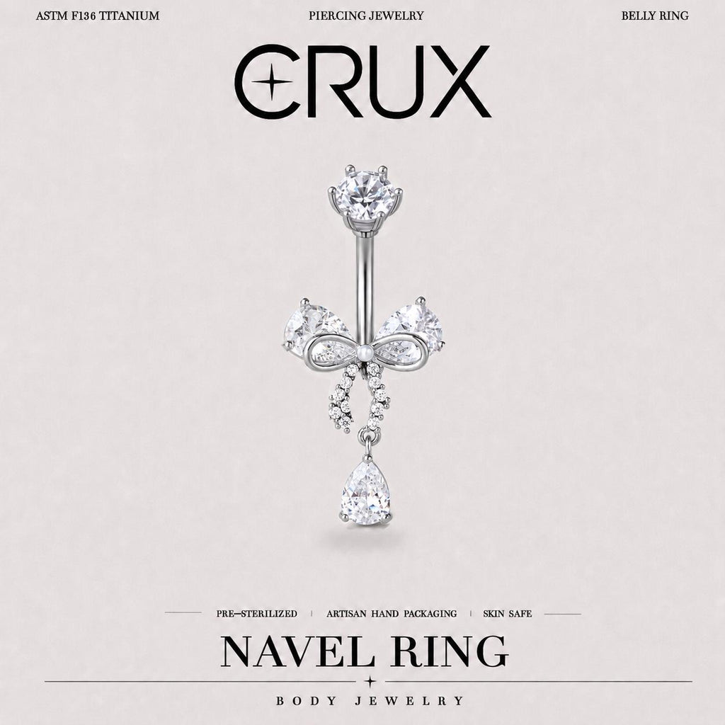 Butterfly CZ Titanium Belly Ring