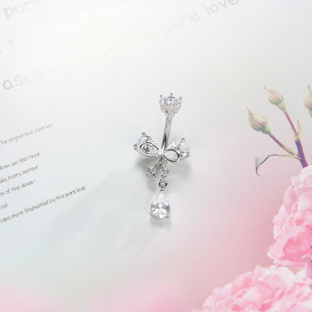 Butterfly CZ Titanium Belly Ring detail 3