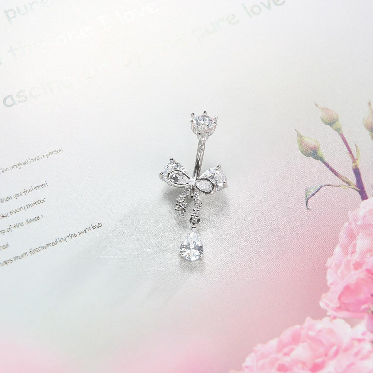Butterfly CZ Titanium Belly Ring detail 3