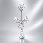 Butterfly CZ Titanium Belly Ring detail 5